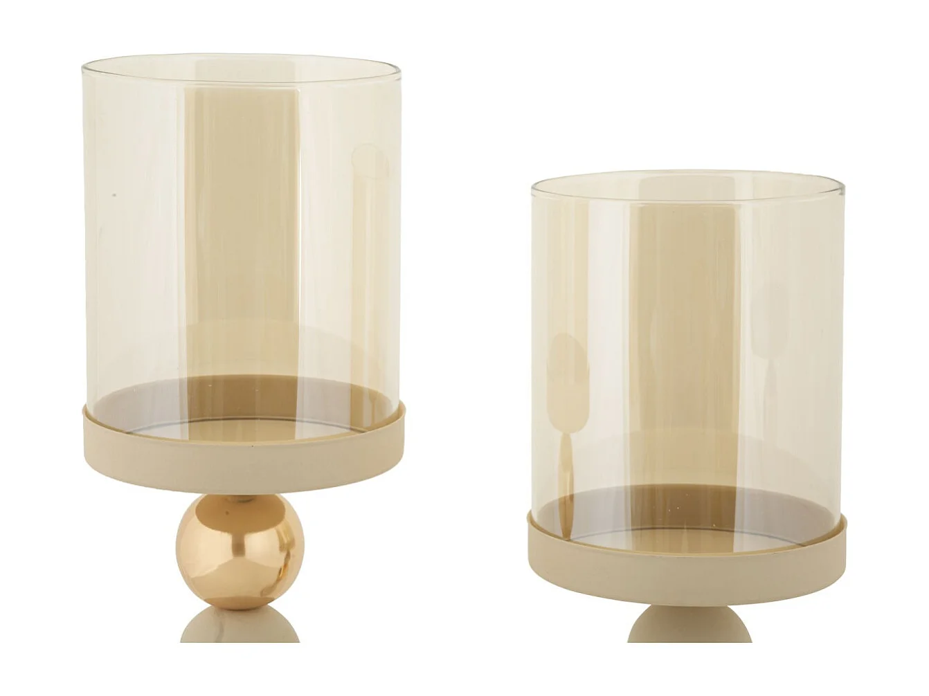 Set van 2 kandelaars - crèmekleurig, goudkleurig, ijzer, glamour stijl - Pack Glazed Set