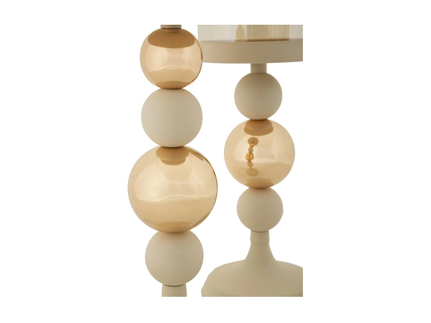 Set van 2 kandelaars - crèmekleurig, goudkleurig, ijzer, glamour stijl - Pack Glazed Set