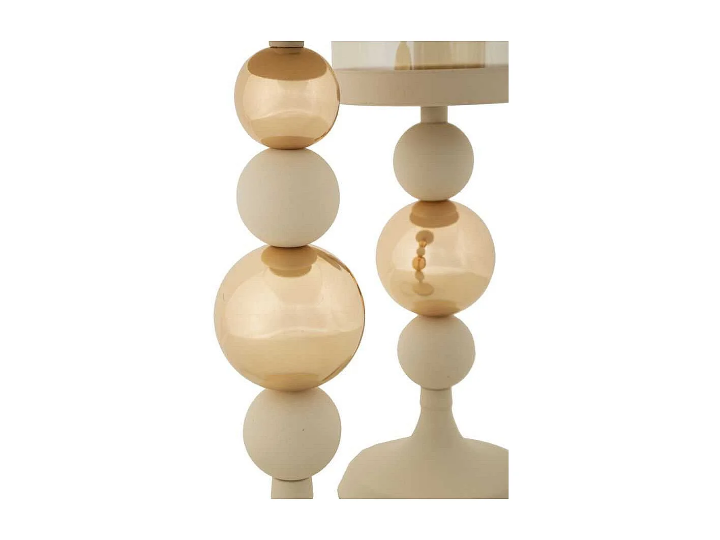 Set van 2 kandelaars - crèmekleurig, goudkleurig, ijzer, glamour stijl - Pack Glazed Set