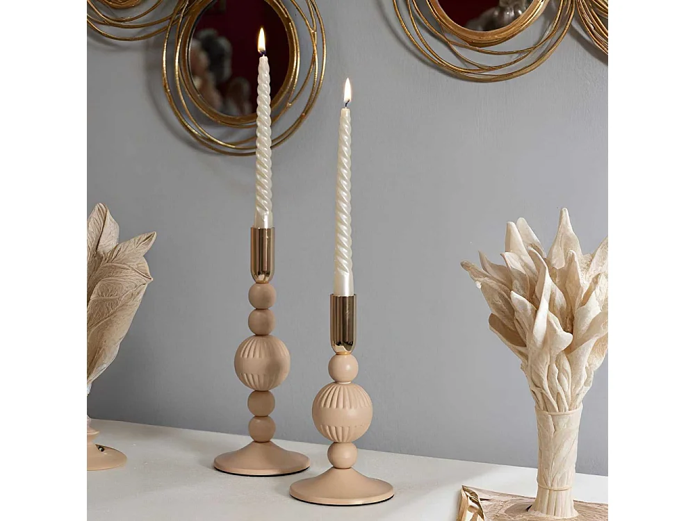 Bougeoir en métal Aster (Lot de 2)