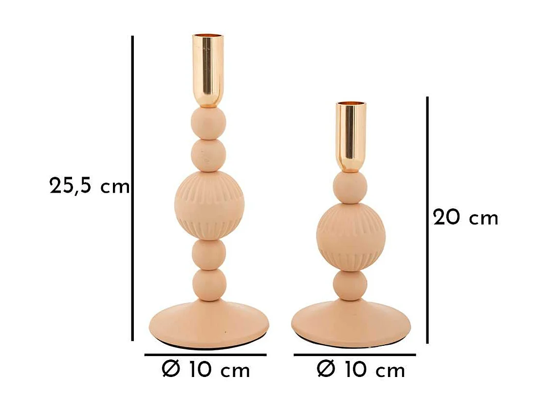 Bougeoir en métal Aster (Lot de 2)