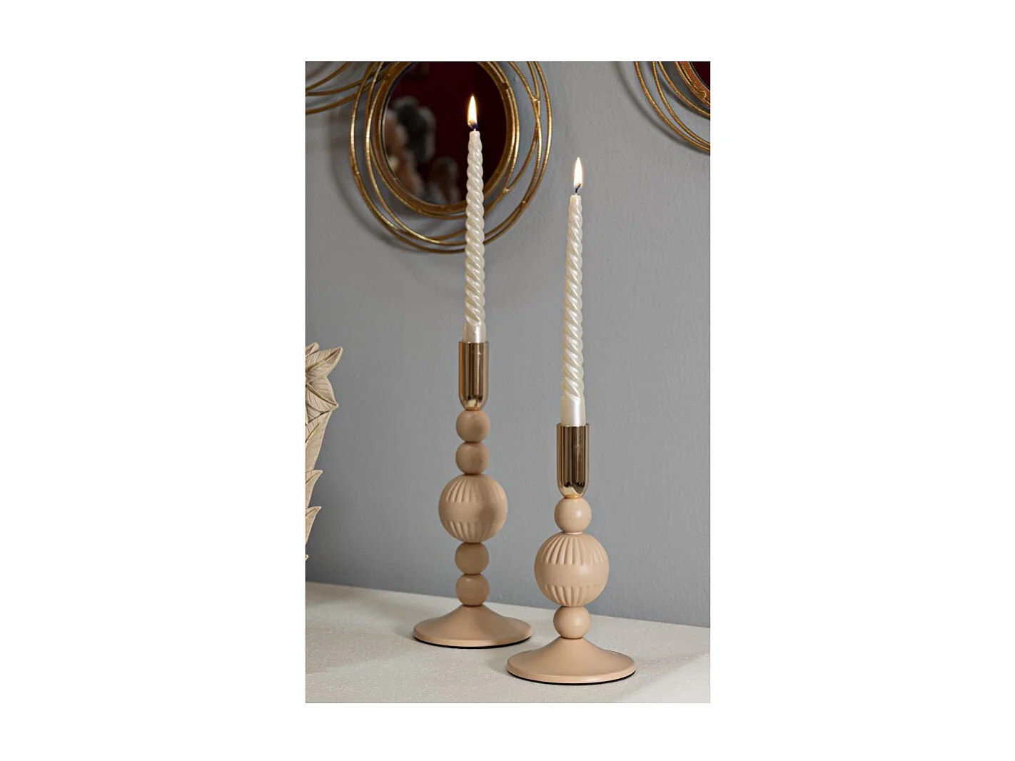 Lot de 2 Chandeliers "Aster" 25cm Rose & Or