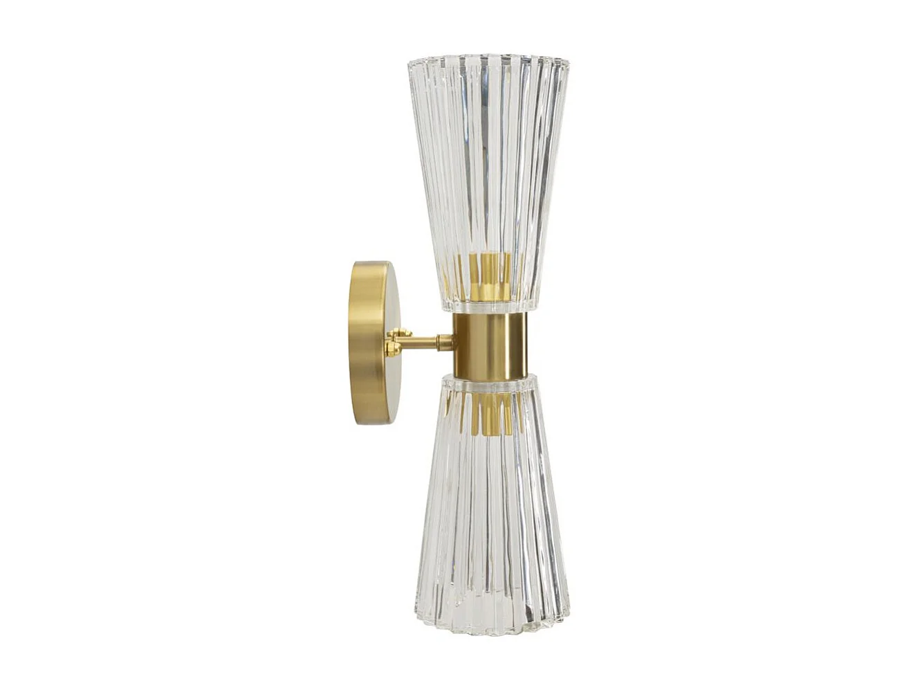 Wandlamp van goudkleurig en wit metaal en stof