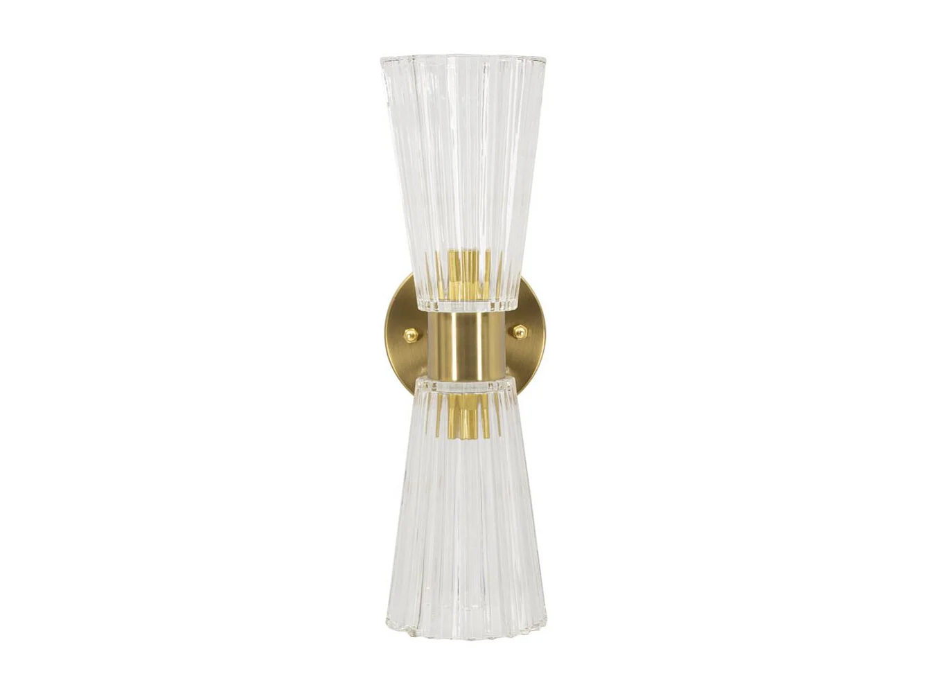 Wandlamp van goudkleurig en wit metaal en stof