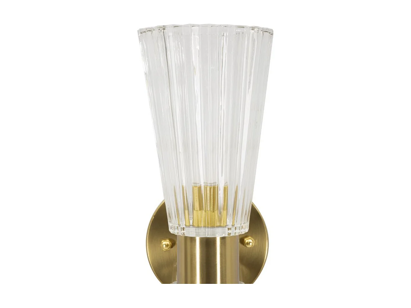 Wandlamp van goudkleurig en wit metaal en stof