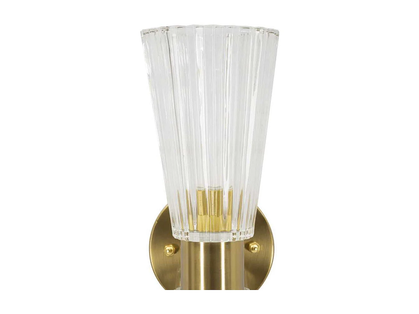 Wandlamp van goudkleurig en wit metaal en stof