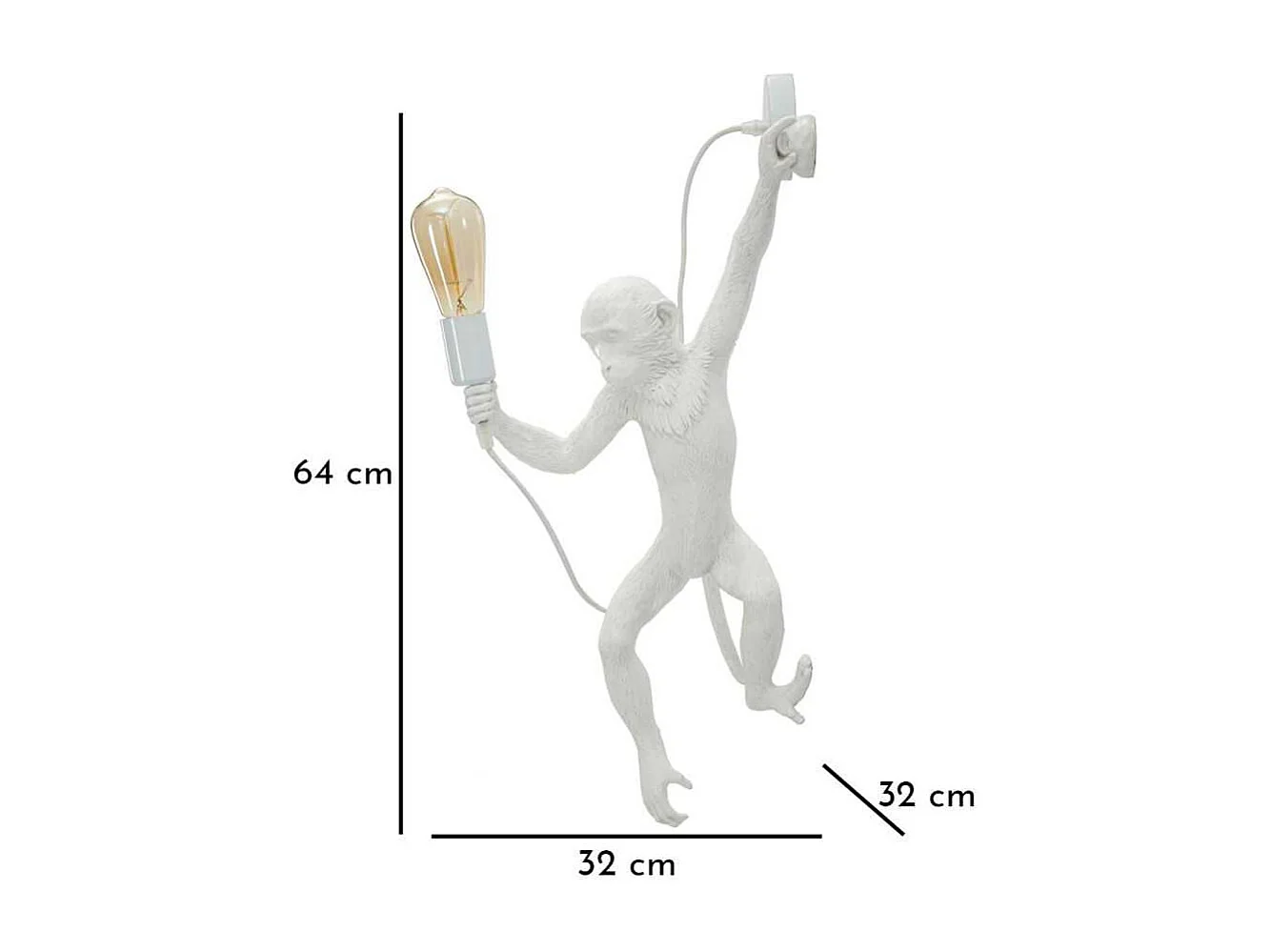 Applique murale en polyrésine Monkey 32 x 32 x 64 cm