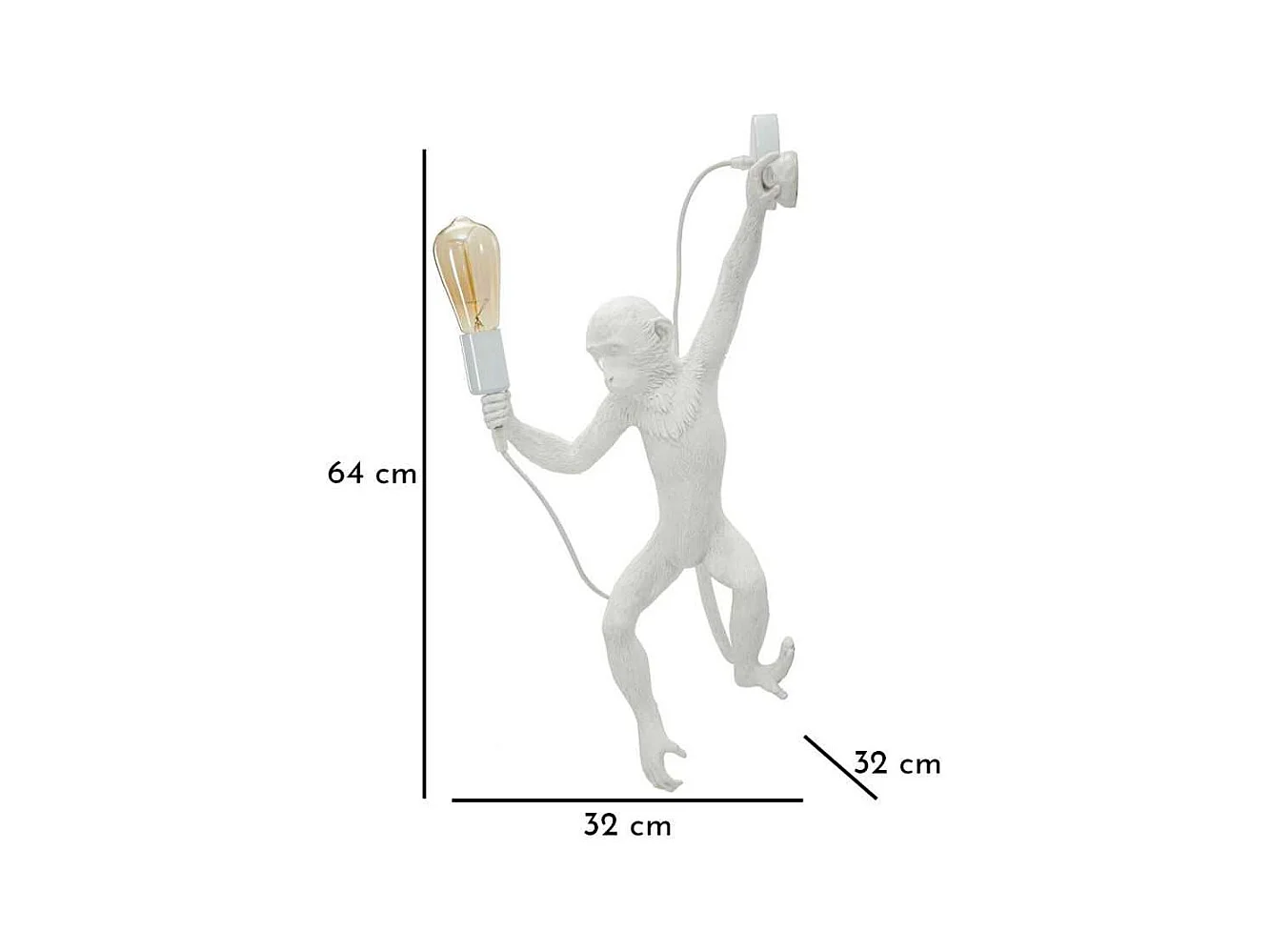 Applique murale en polyrésine Monkey 32 x 32 x 64 cm
