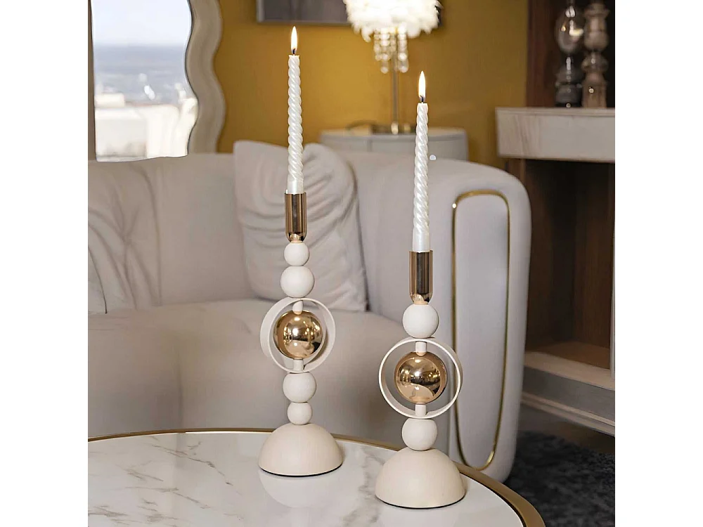 Bougeoir en métal Saturne (Lot de 2)