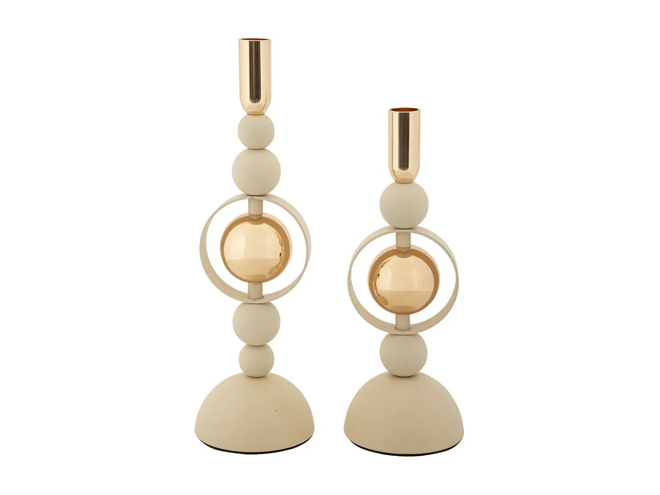 Lot de 2 Chandeliers "Saturn" 33cm Crème & Or