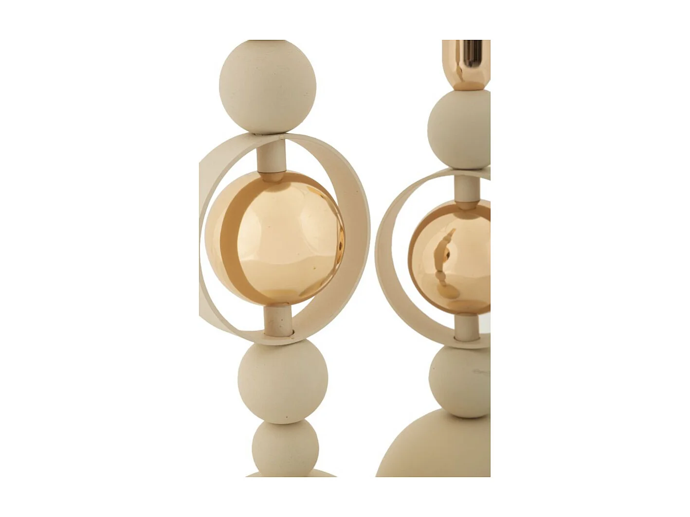 Lot de 2 Chandeliers "Saturn" 33cm Crème & Or
