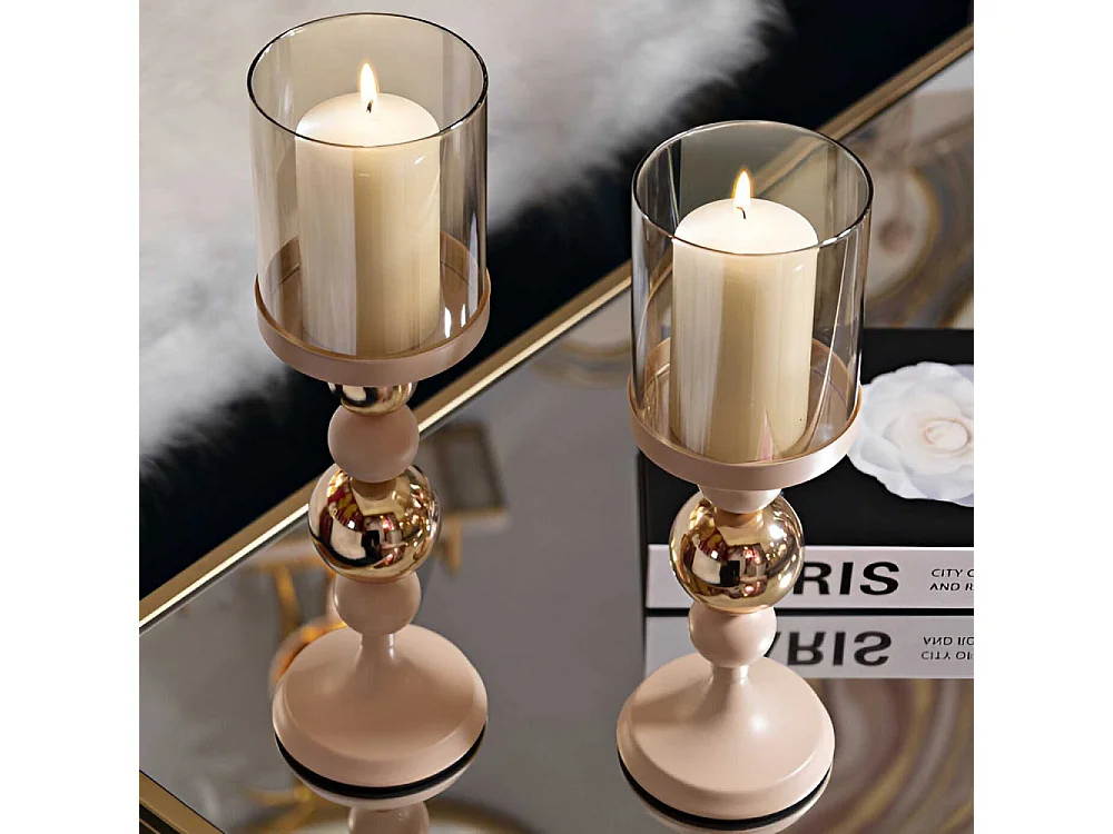 Bougeoir en métal Glazed (Lot de 2)