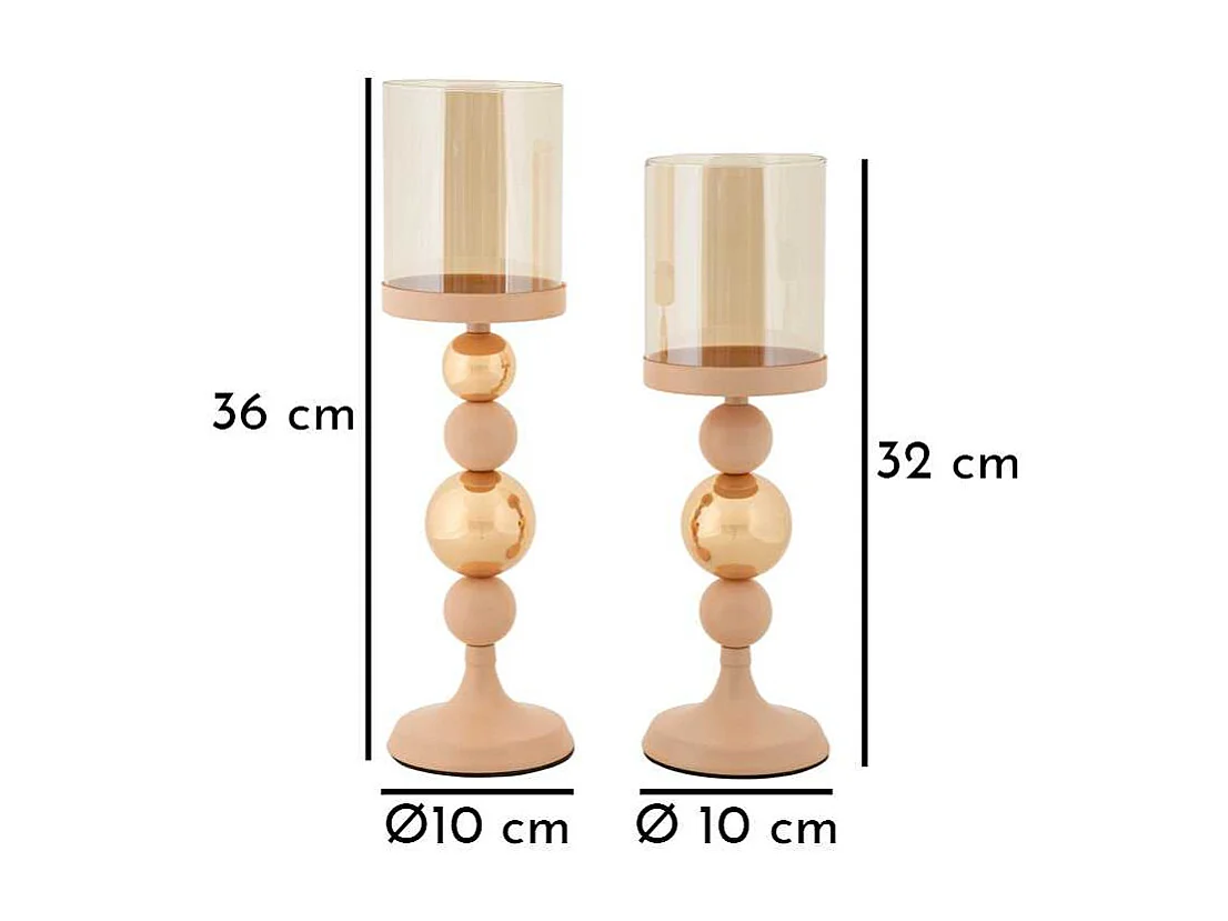 Bougeoir en métal Glazed (Lot de 2)