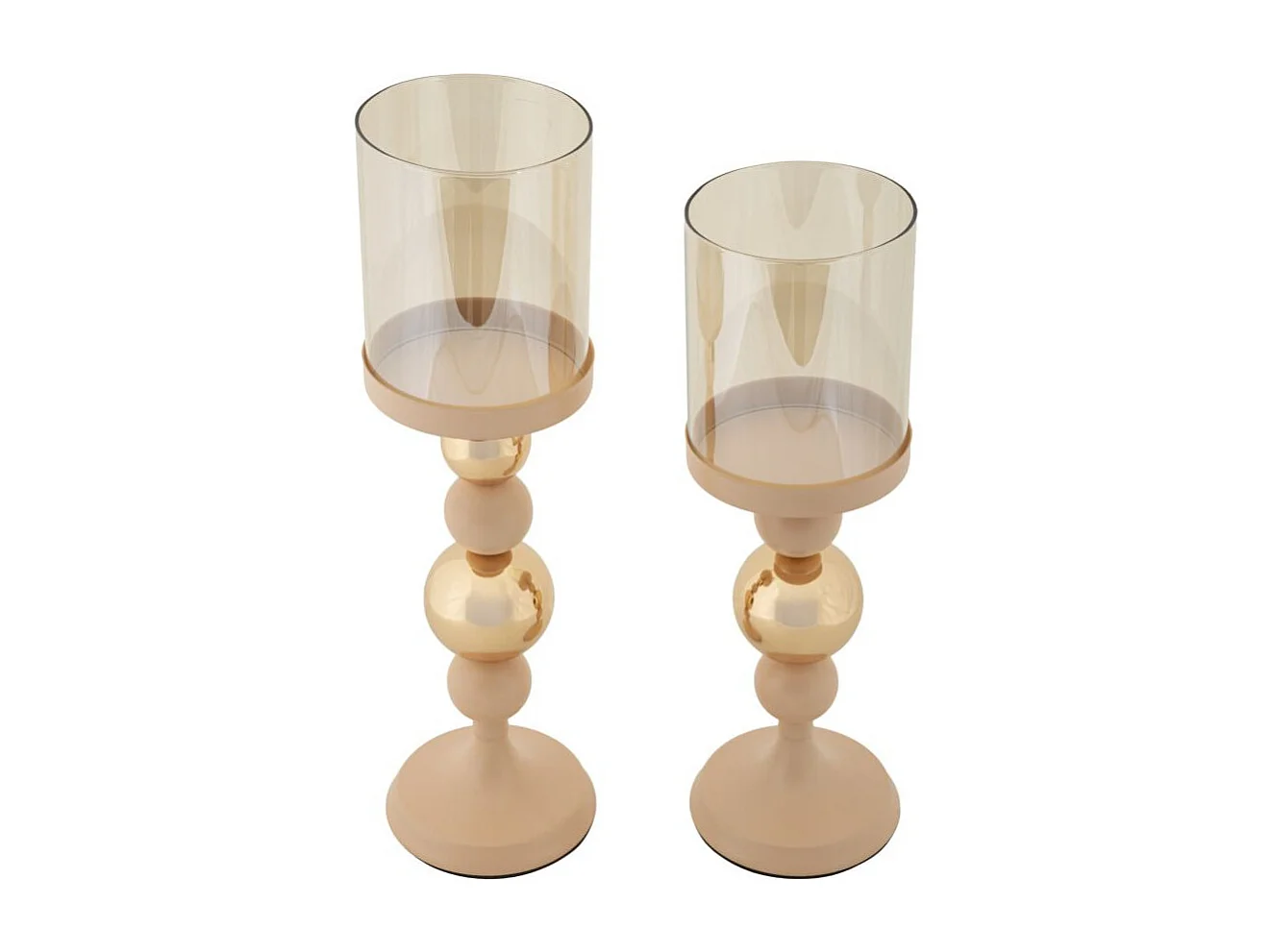 Lot de 2 Bougeoirs Design "Strek" 36cm Rose & Or