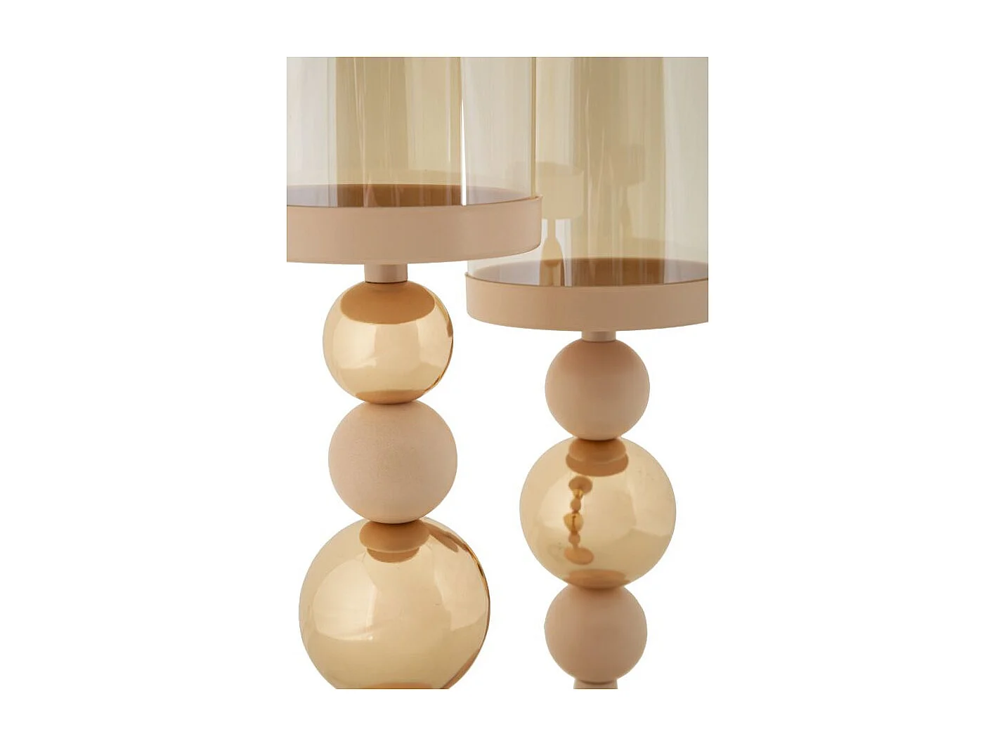 Lot de 2 Bougeoirs Design "Strek" 36cm Rose & Or