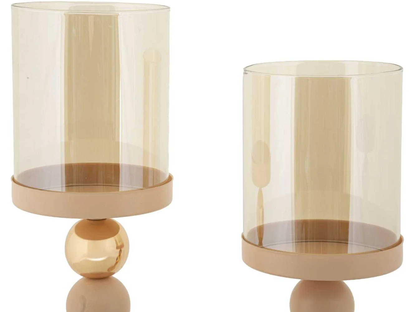 Lot de 2 Bougeoirs Design "Strek" 36cm Rose & Or