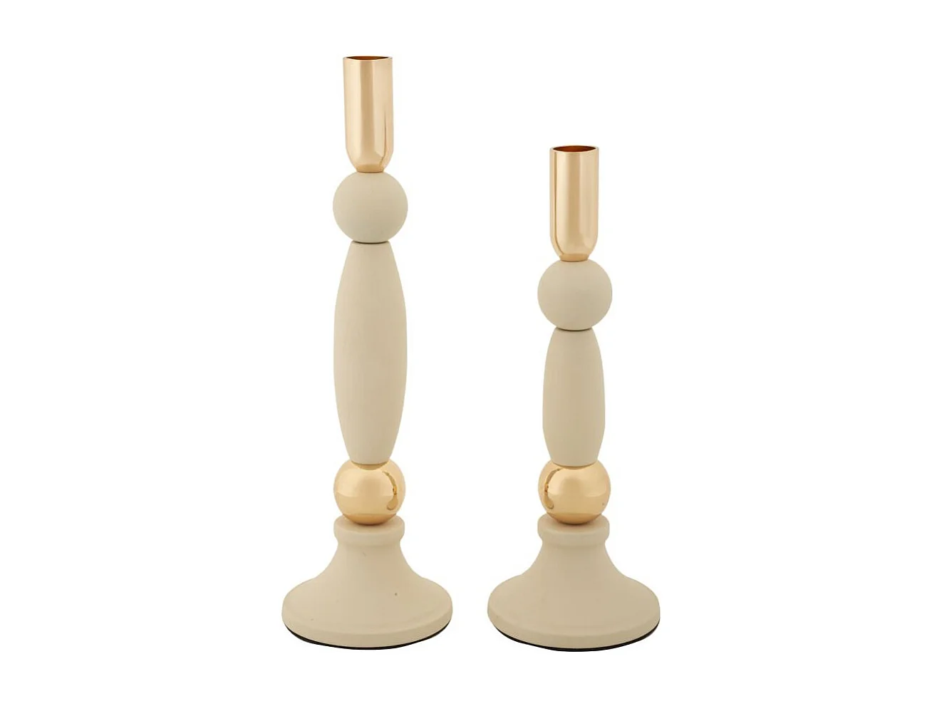 Lot de 2 Chandeliers "Strek" 30cm Crème & Or
