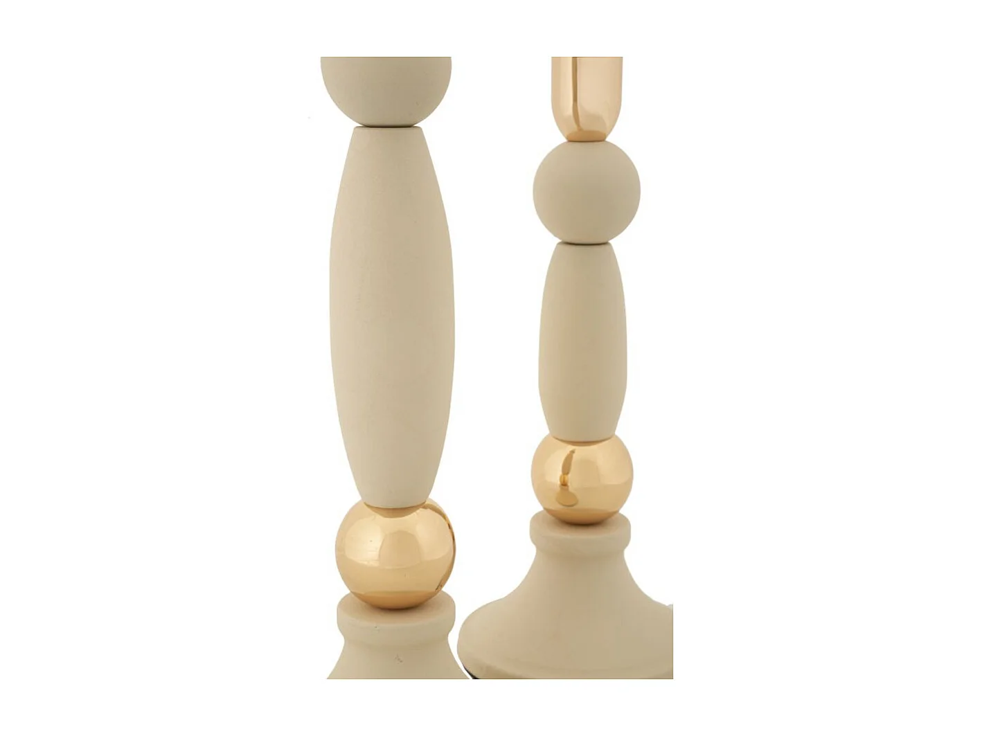 Lot de 2 Chandeliers "Strek" 30cm Crème & Or
