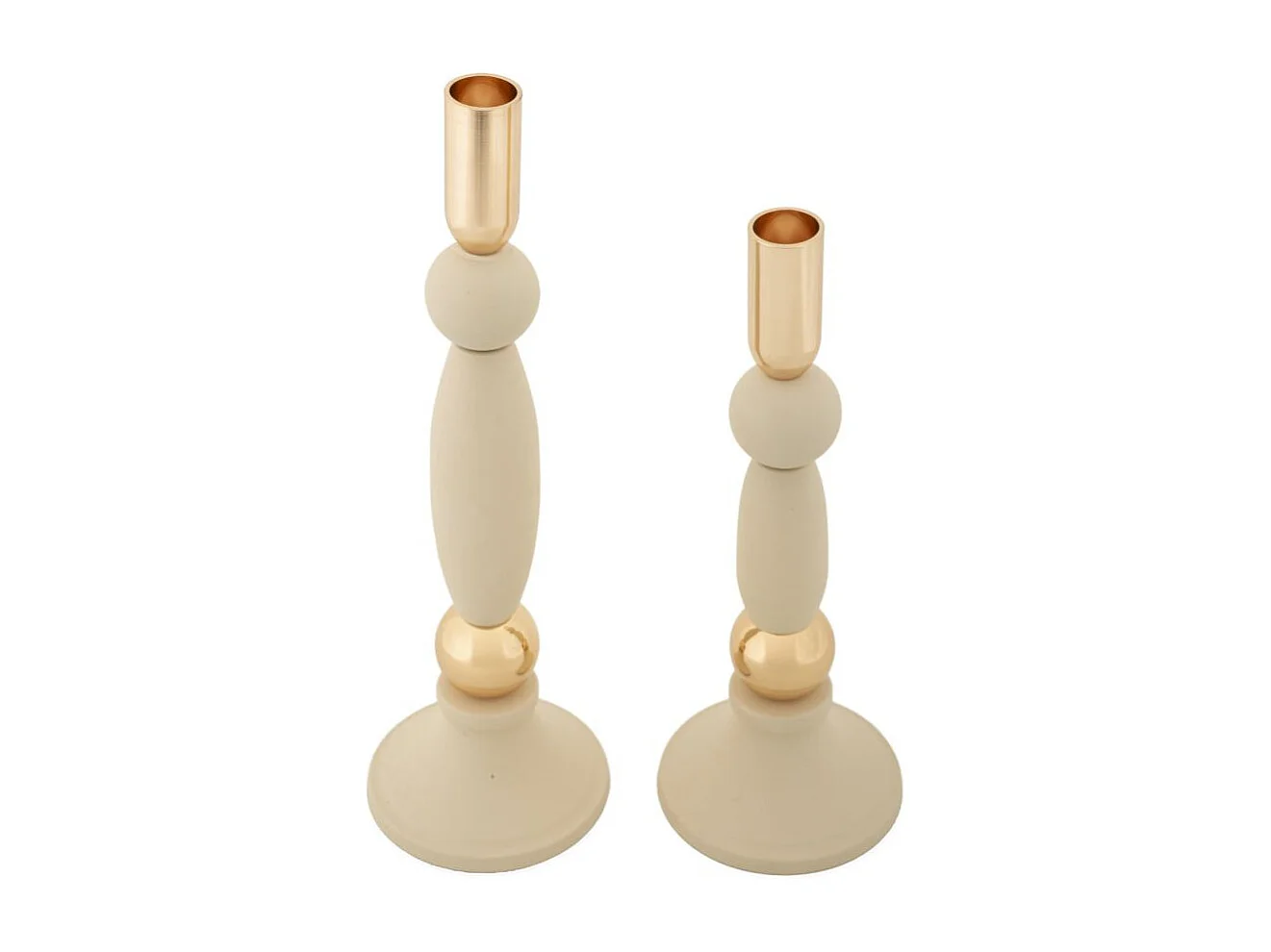 Lot de 2 Chandeliers "Strek" 30cm Crème & Or