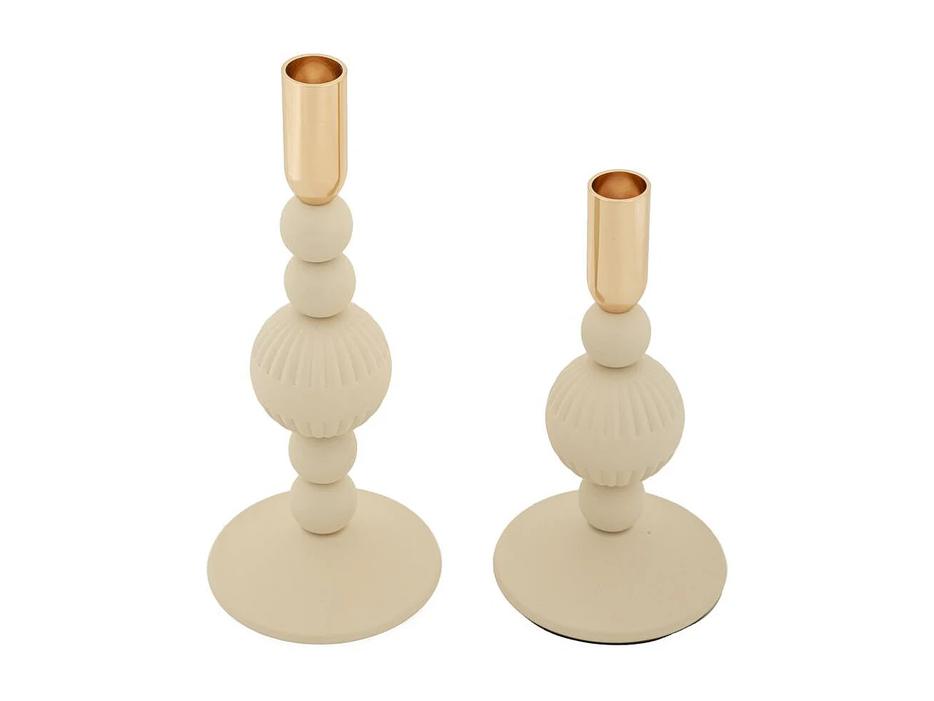 Lot de 2 Chandeliers "Aster" 25cm Crème & Or