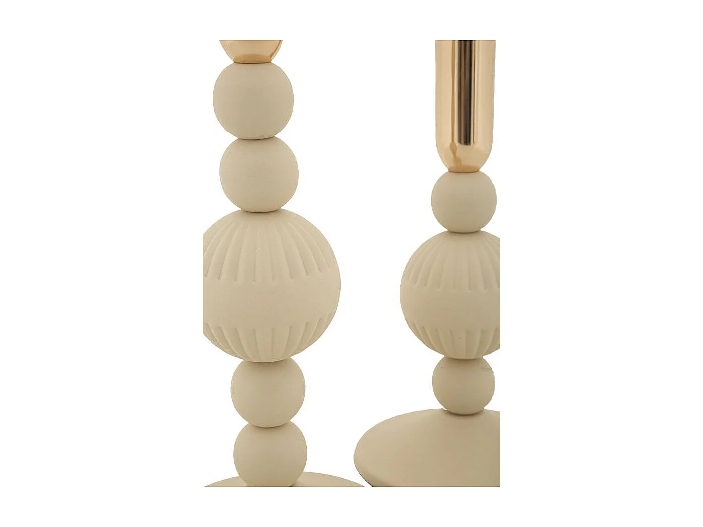 Lot de 2 Chandeliers "Aster" 25cm Crème & Or