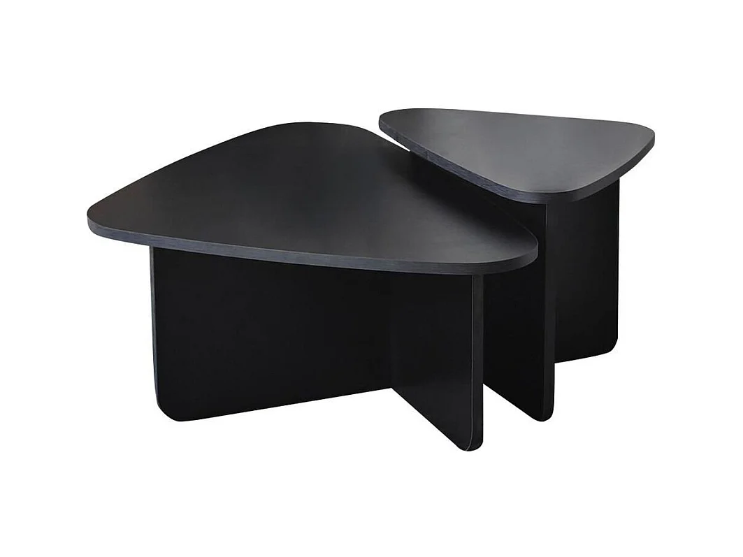 Lot de 2 tables basses formes triangles aux bords arrondis L90/L60 cm - BALLARE