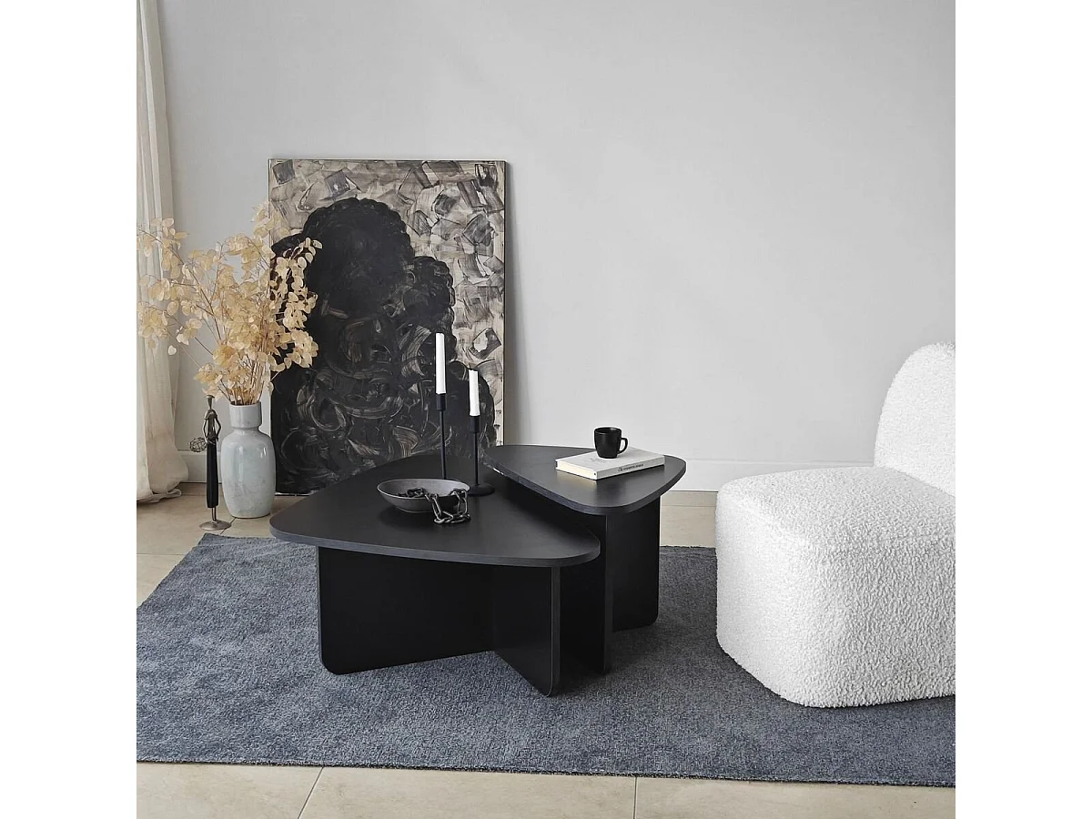 Set van 2 lage tafels in driehoekvorm met afgeronde randen L90/L60 cm - BALLARE