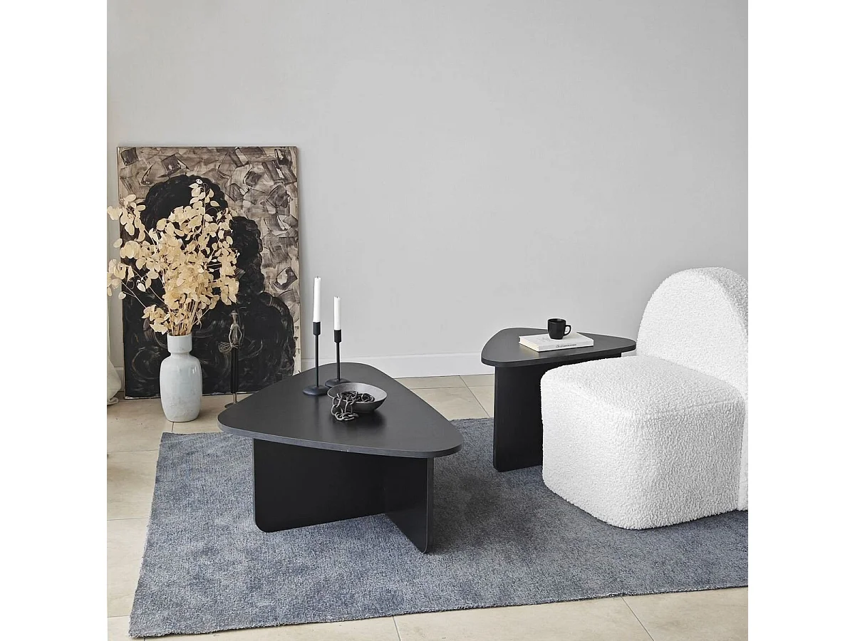 Set van 2 lage tafels in driehoekvorm met afgeronde randen L90/L60 cm - BALLARE