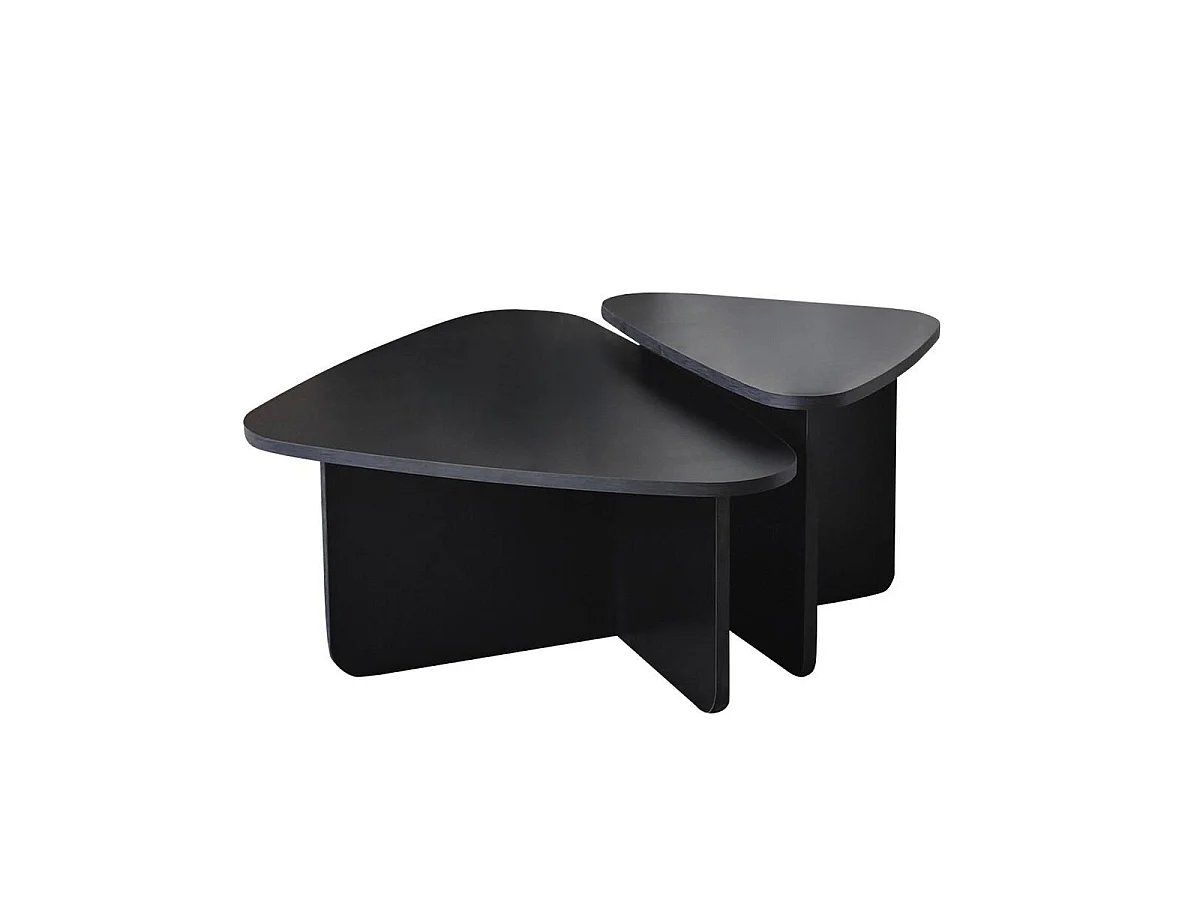 Lot de 2 tables basses formes triangles aux bords arrondis L90/L60 cm - BALLARE