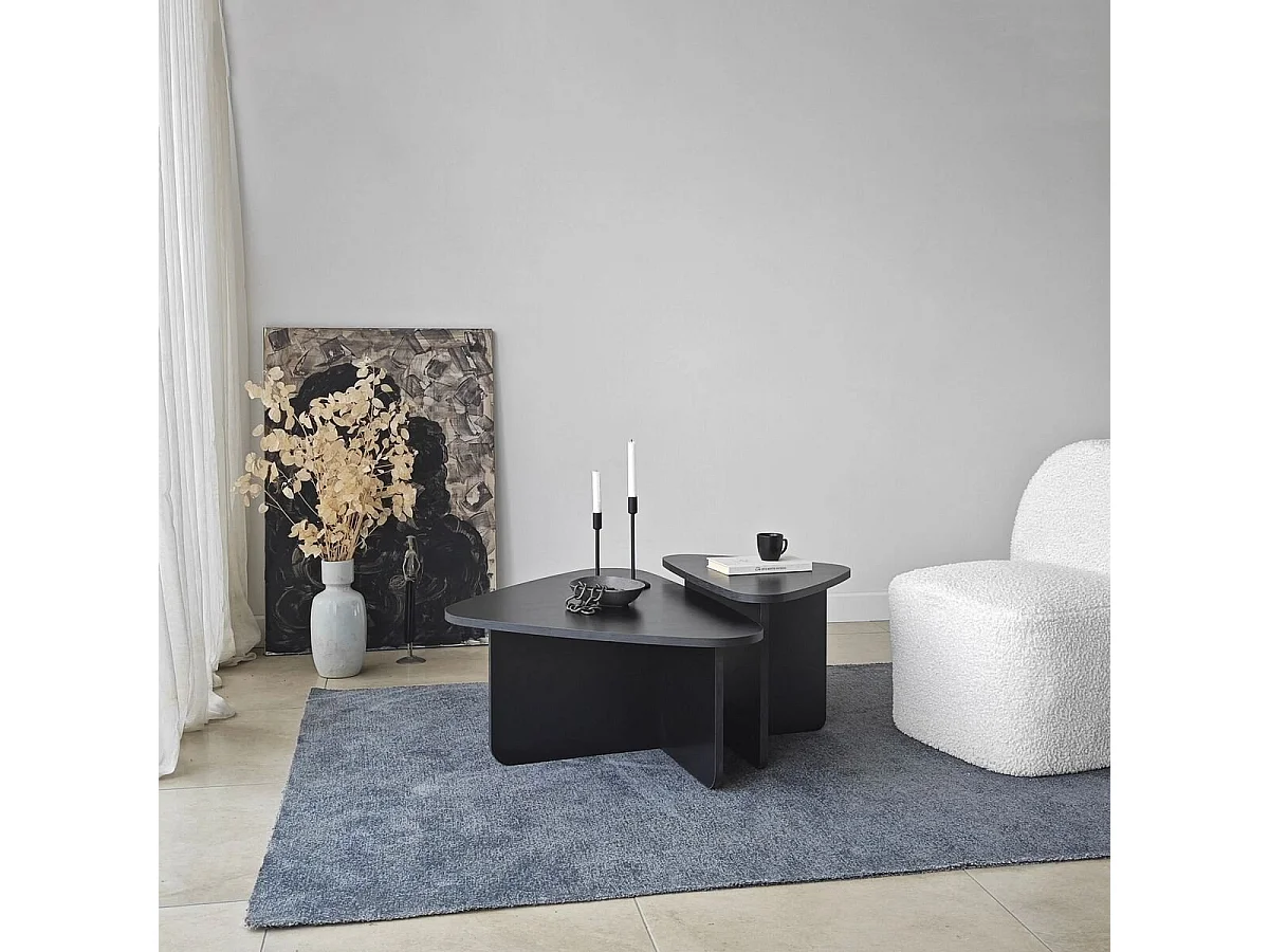 Lot de 2 tables basses formes triangles aux bords arrondis L90/L60 cm - BALLARE