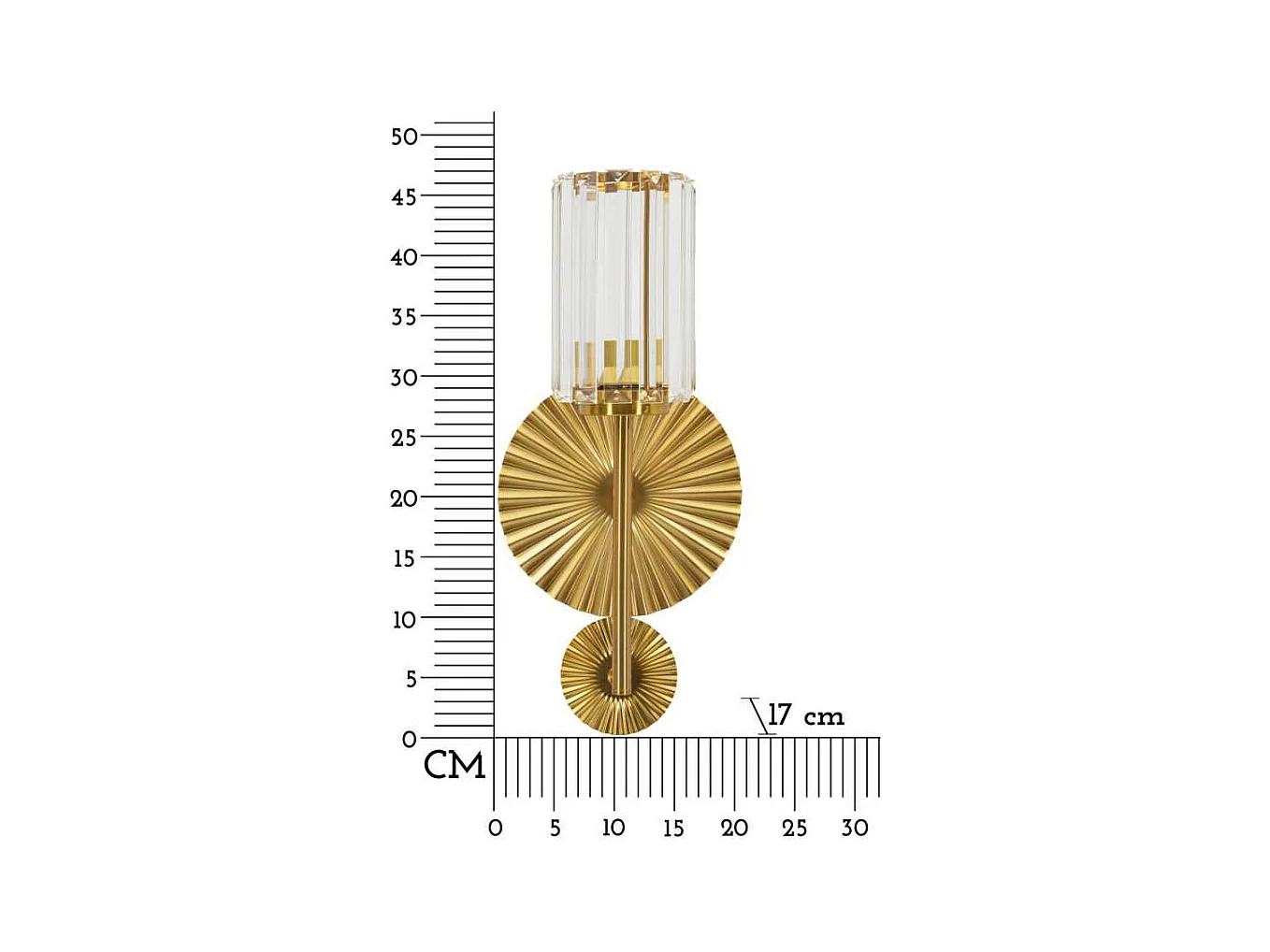 Applique murale en métal et verre Tirana 20 x 17 x 47 cm