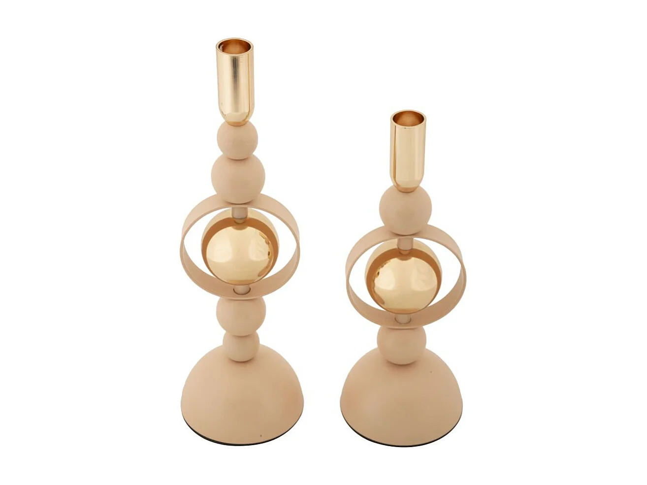 Lot de 2 Chandeliers "Saturn" 33cm Rose & Or