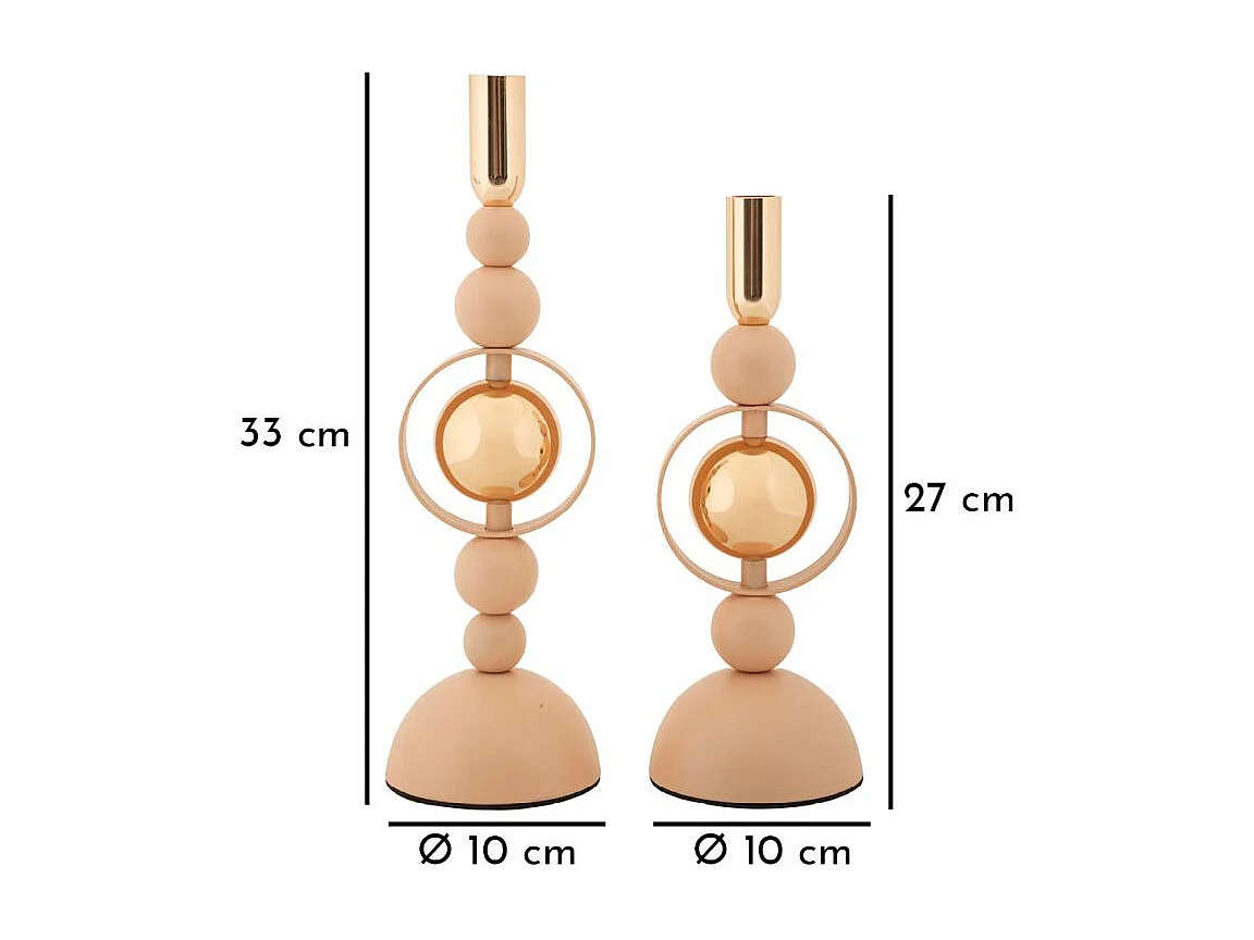 Lot de 2 Chandeliers "Saturn" 33cm Rose & Or