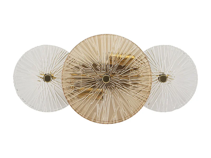 Goudkleurige metalen en glazen wandlamp (42 x 8 x 20 cm)