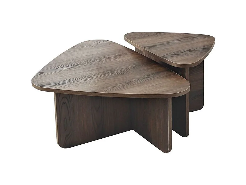 Lot de 2 tables basses formes triangles aux bords arrondis L90/L60 cm - BALLARE