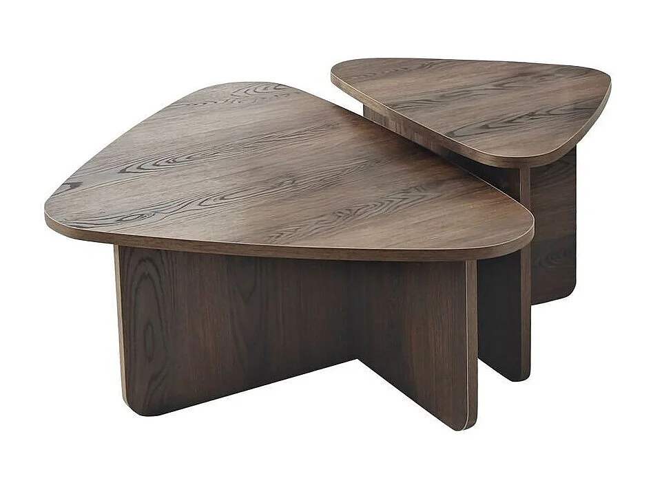 Lot de 2 tables basses formes triangles aux bords arrondis L90/L60 cm - BALLARE