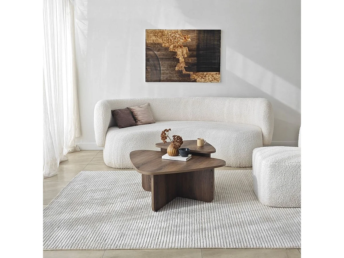 Lot de 2 tables basses formes triangles aux bords arrondis L90/L60 cm - BALLARE