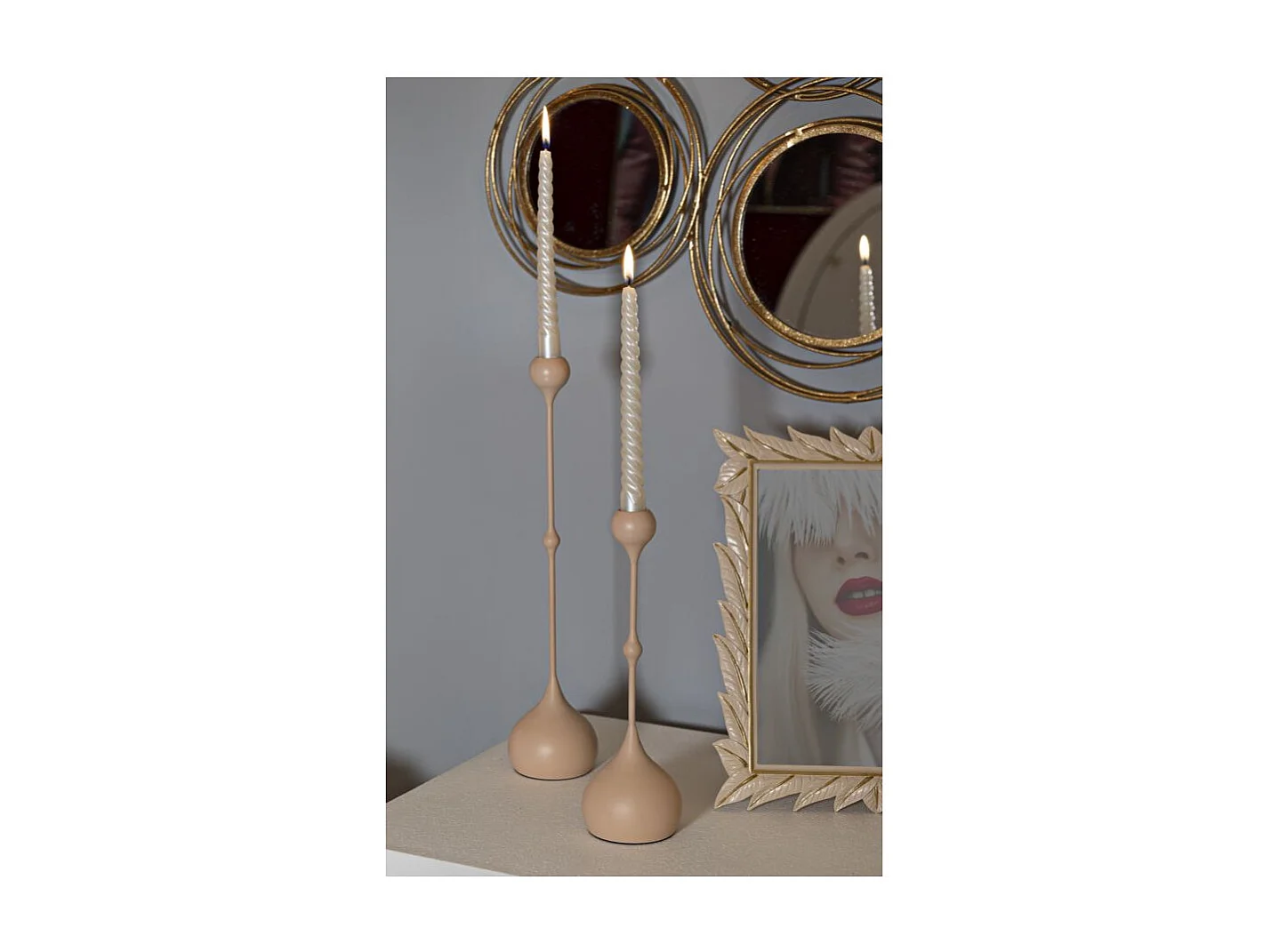Lot de 2 Chandeliers "Slimmy" 37cm Rose