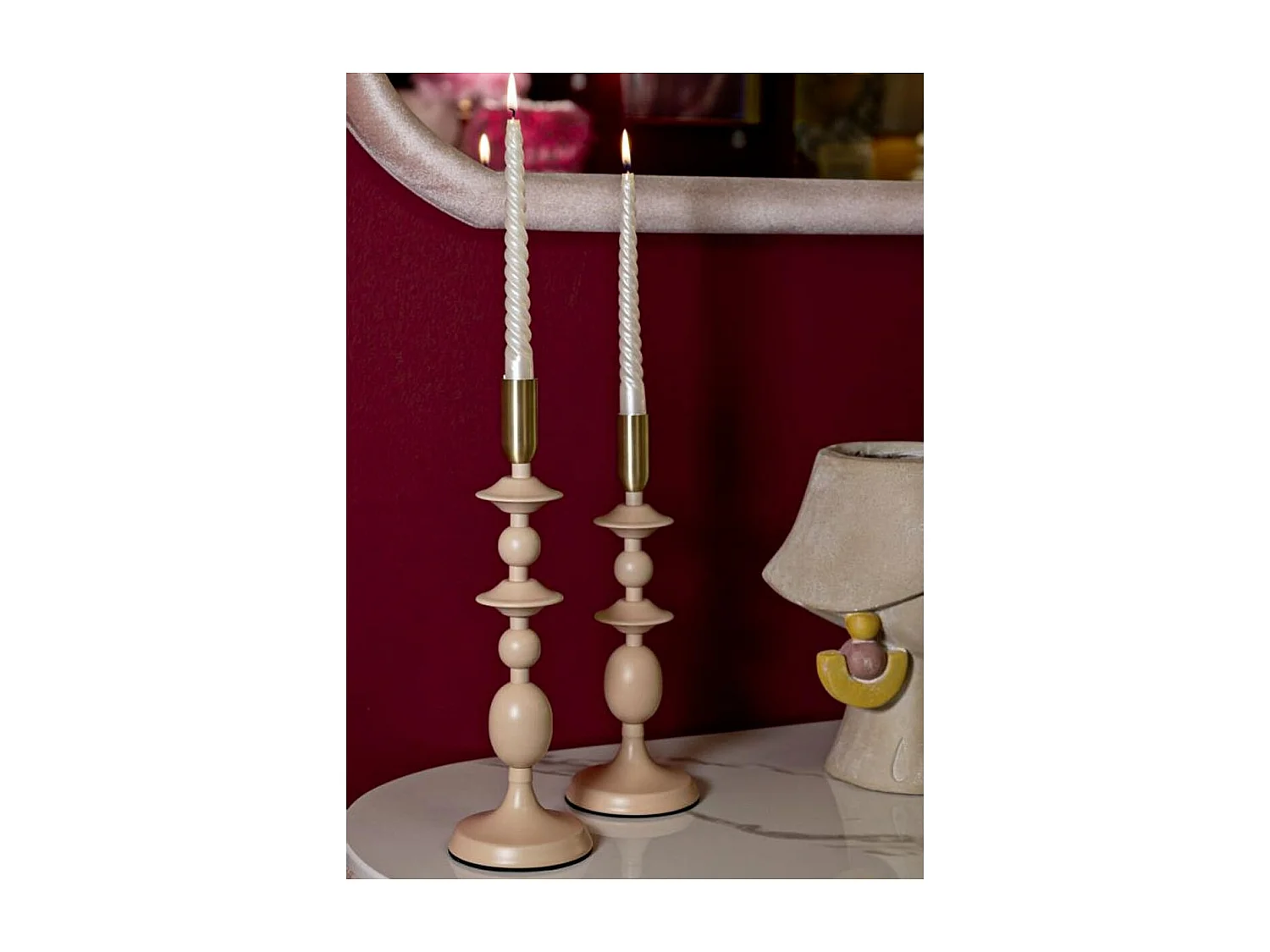 Lot de 2 Chandeliers "Gemini" 33cm Rose & Or