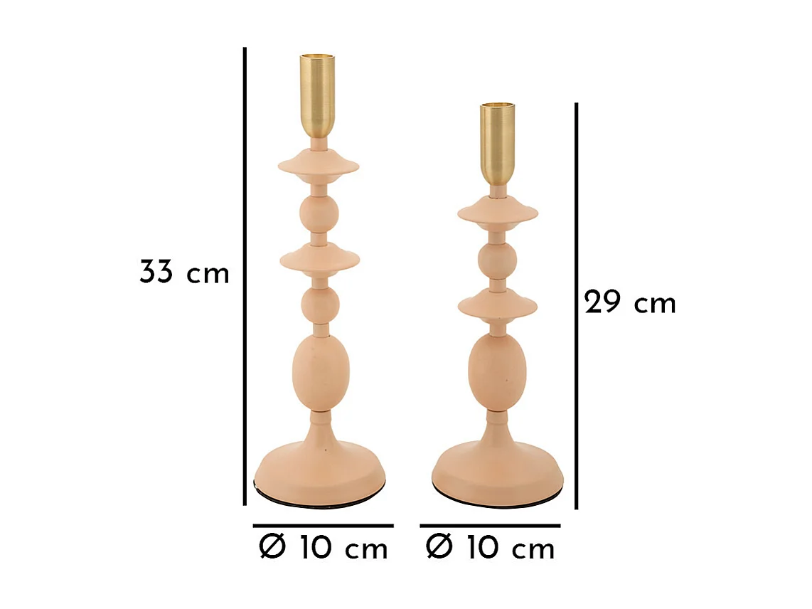 Lot de 2 Chandeliers "Gemini" 33cm Rose & Or