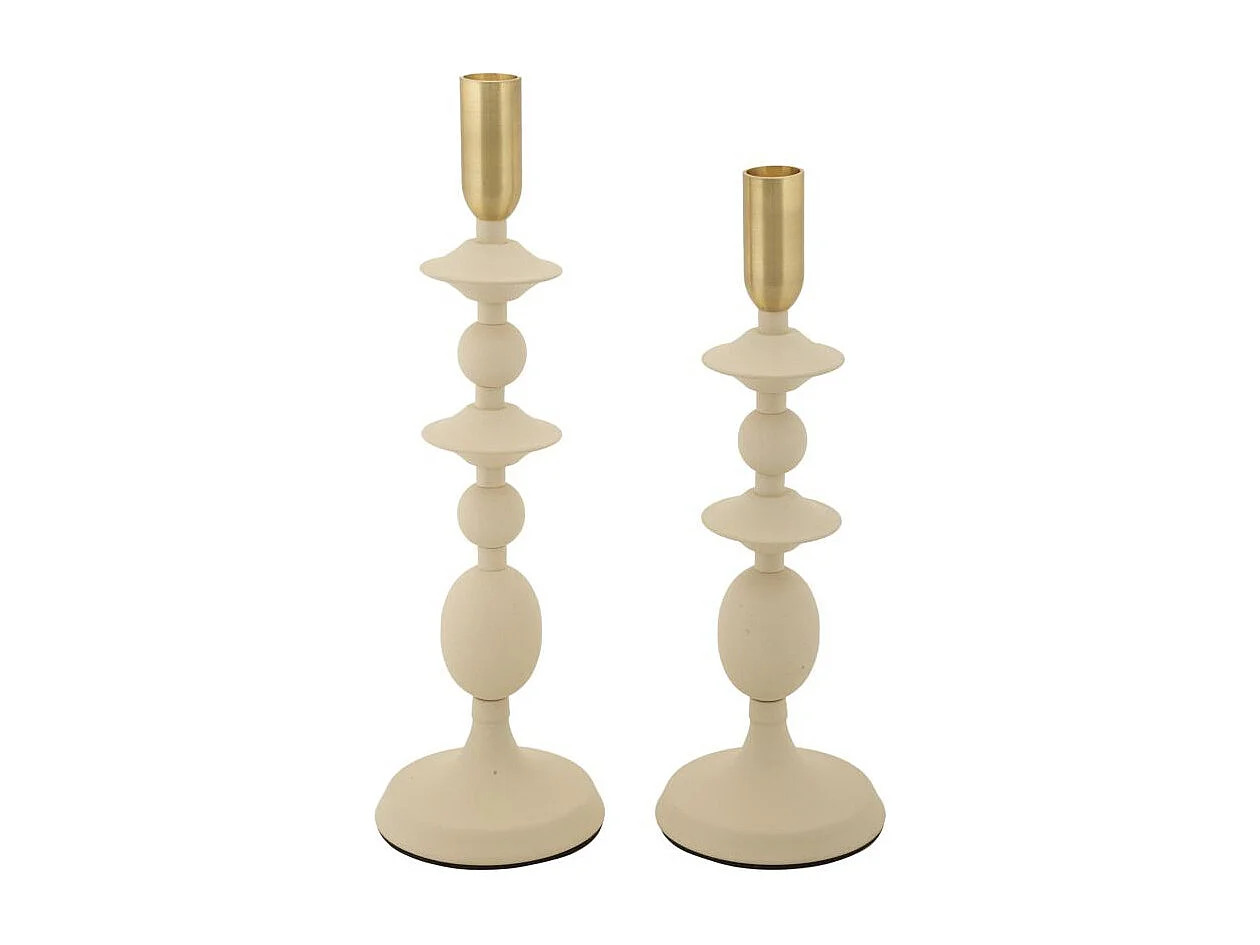 Lot de 2 Chandeliers "Gemini" 33cm Crème & Or