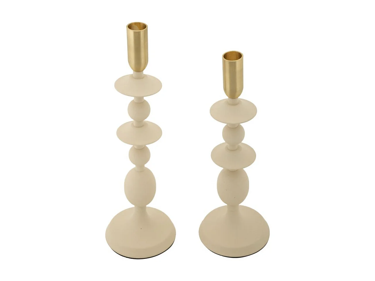 Lot de 2 Chandeliers "Gemini" 33cm Crème & Or