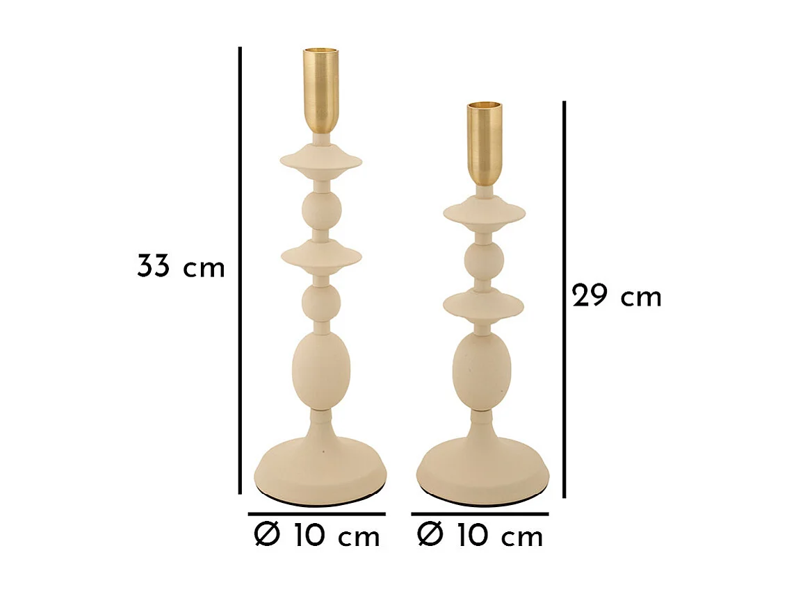 Lot de 2 Chandeliers "Gemini" 33cm Crème & Or