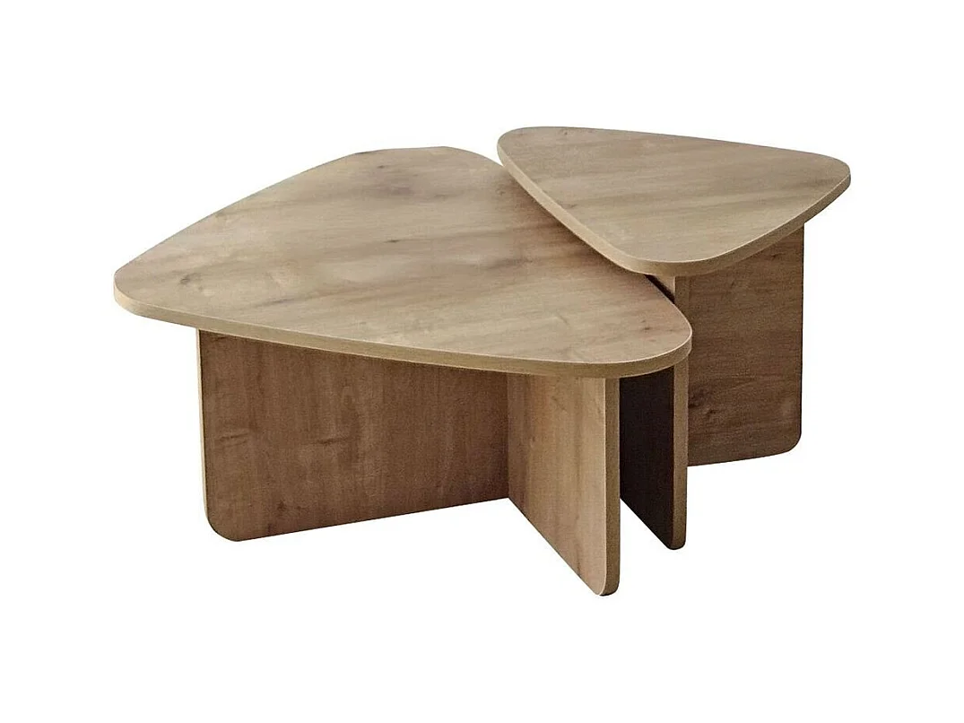 Lot de 2 tables basses formes triangles aux bords arrondis L90/L60 cm - BALLARE