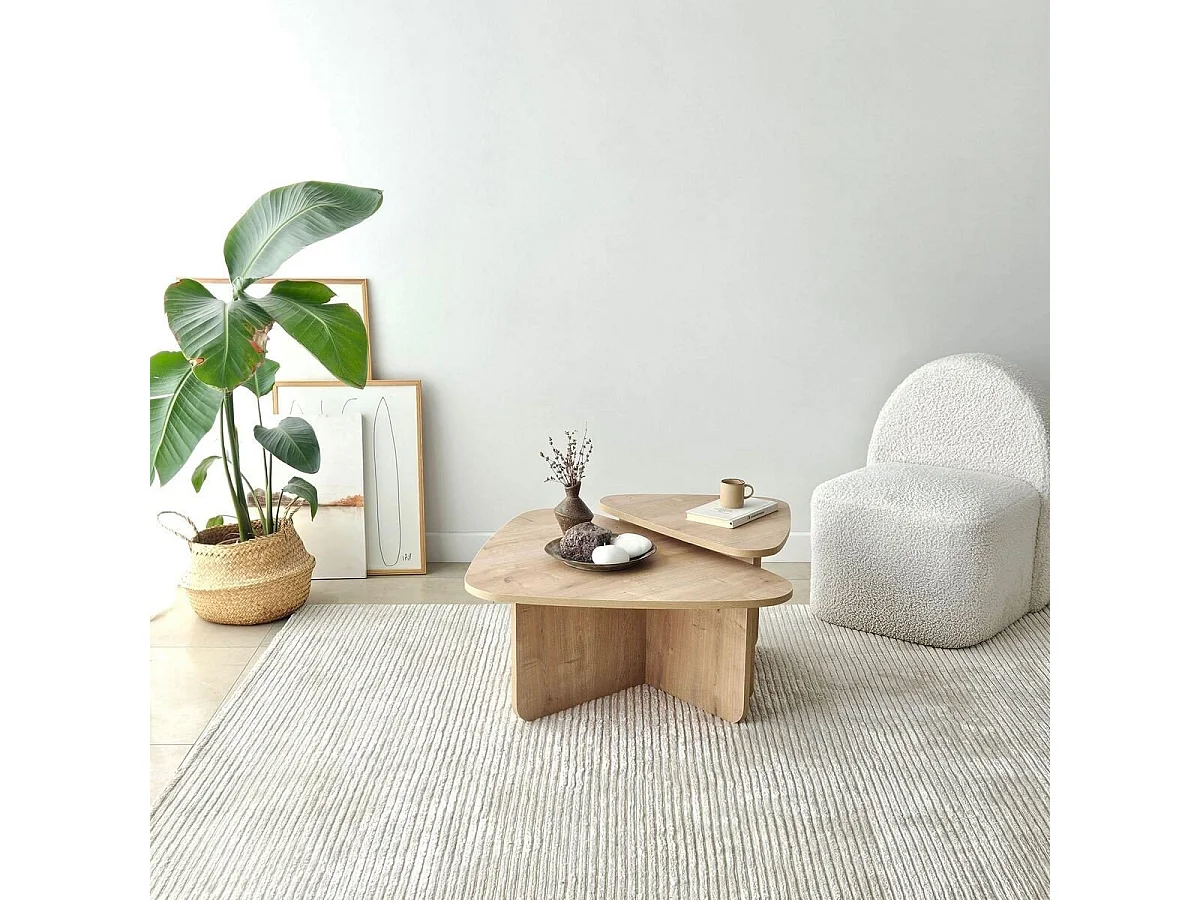 Lot de 2 tables basses formes triangles aux bords arrondis L90/L60 cm - BALLARE