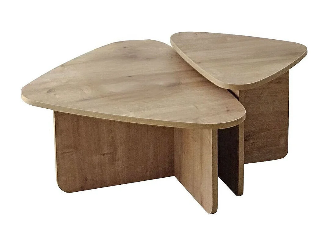 Conjunto de 2 mesas bajas en forma de triángulo con bordes redondeados L90/L60 cm - BALLARE