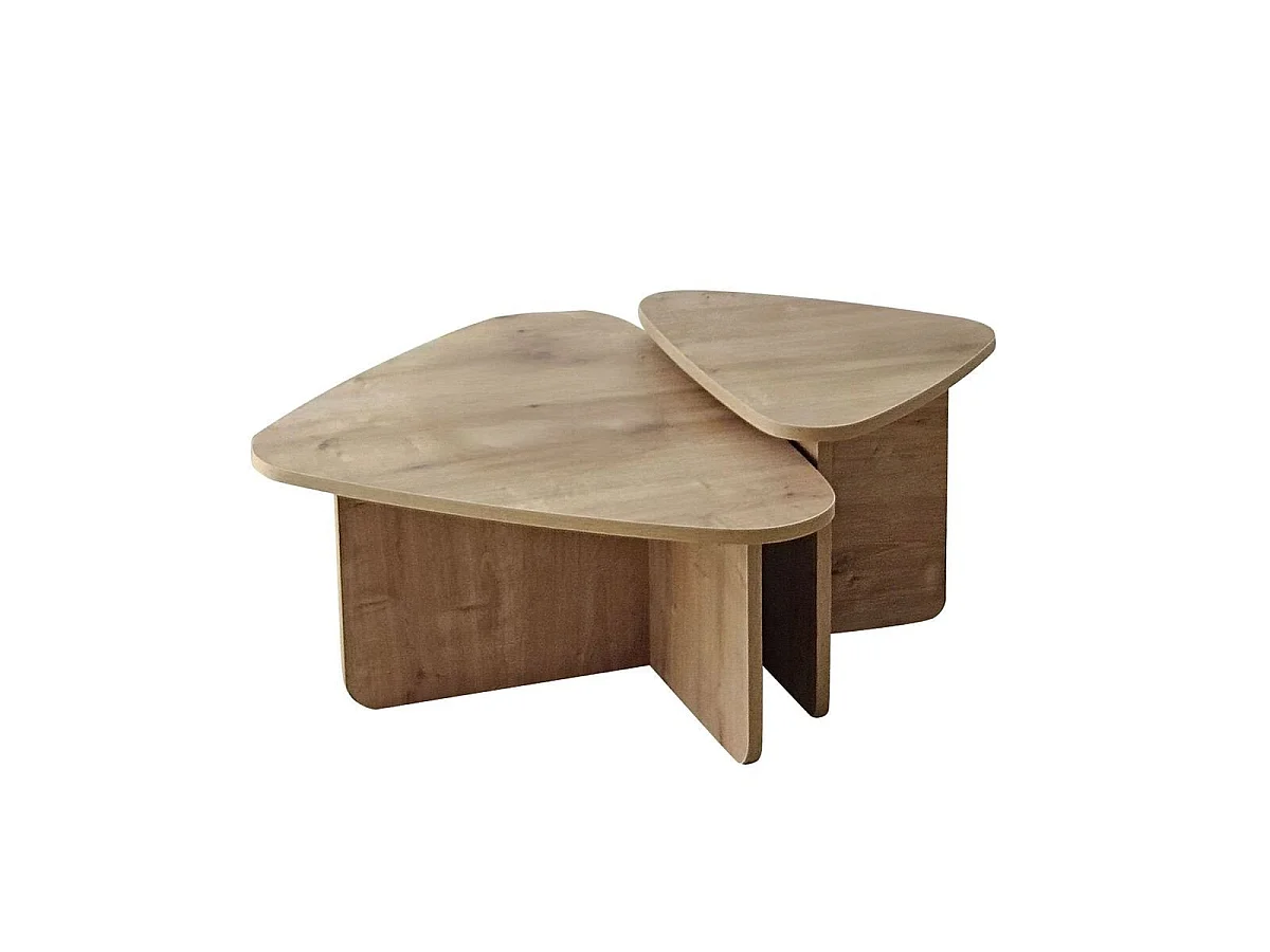 Lot de 2 tables basses formes triangles aux bords arrondis L90/L60 cm - BALLARE