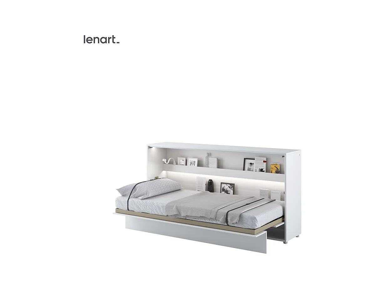 Klappbett horizontal 90x200 Bed Concept BC-06 mattweiß
