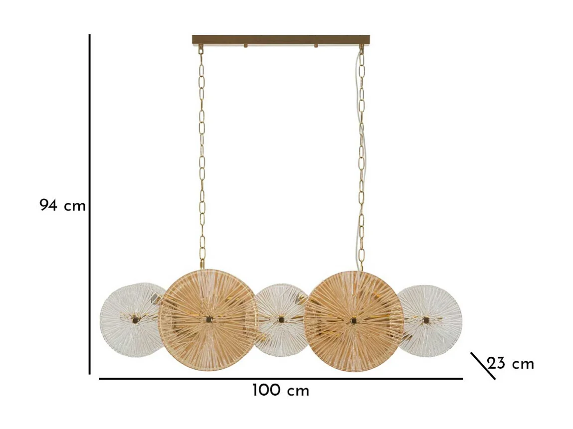 Suspension en métal et verre 100 x 23 x 94 cm Osaka