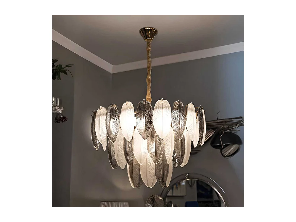 Suspension en métal et verre Leafy 60 x 87 cm